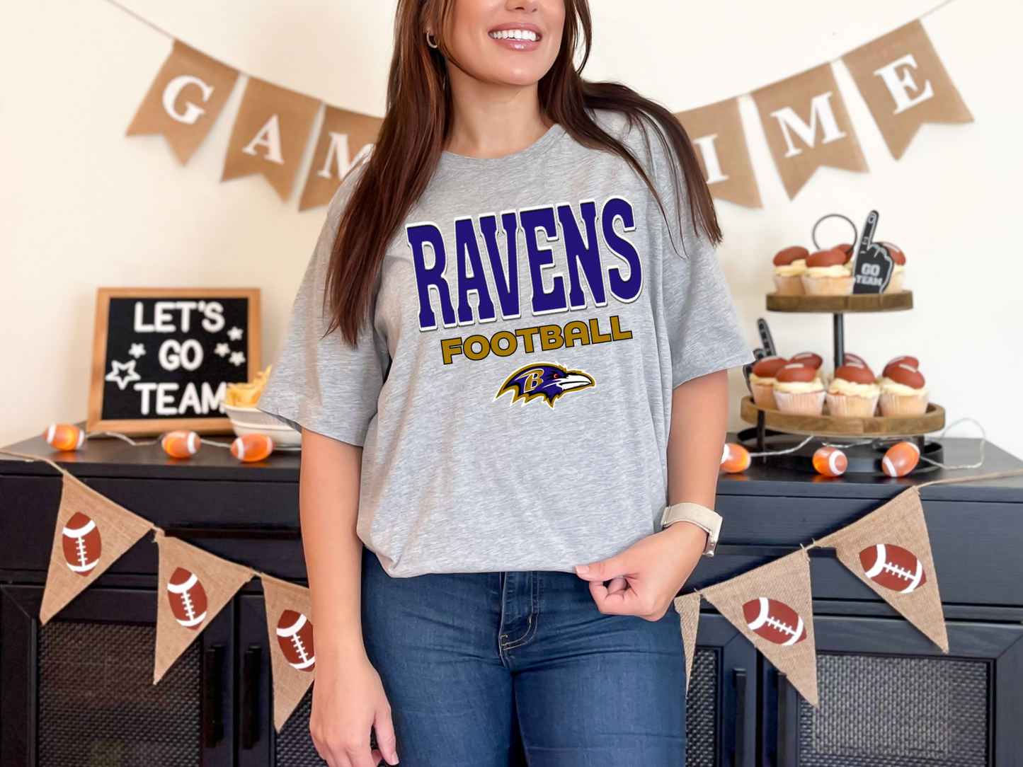 Faux Embroidery Ravens Football