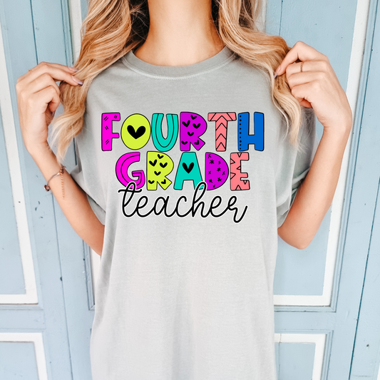 Fourth grade teacher-blue purple and yellow