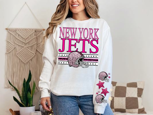 NFL Pink Sequins New York Jets - FRONT