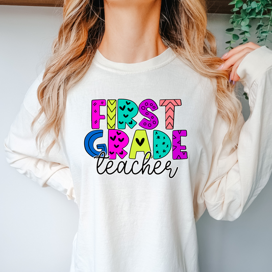 First grade teacher-blue purple and yellow