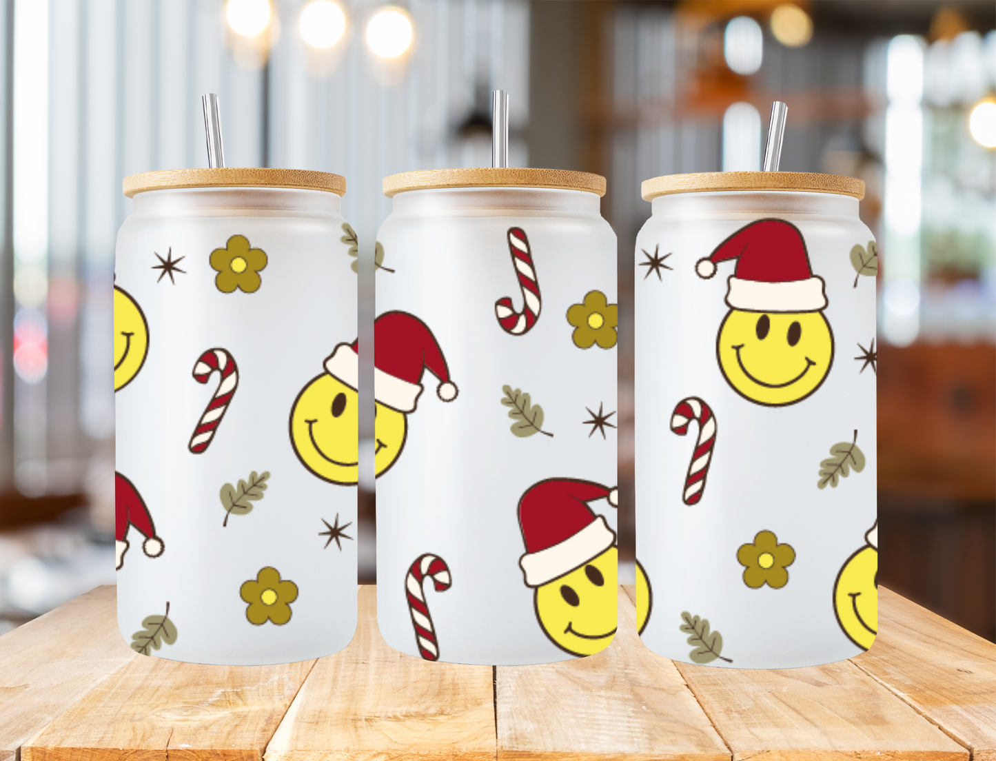 Smiley with Santa hat - UV Libby Wrap