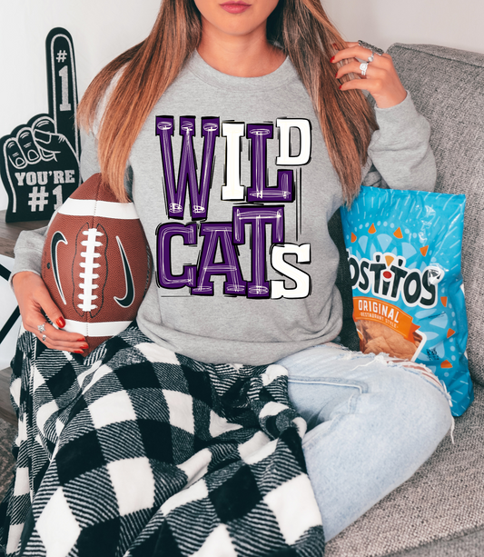 Wildcats (PURPLE/WHITE) - DTF Print