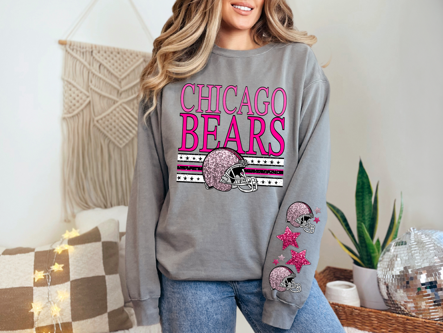 NFL Pink Sequins Chicago Bears - FRONT