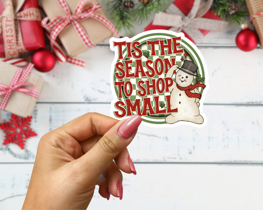 Customized Tis the Season to Shop Small Snowman Sticker