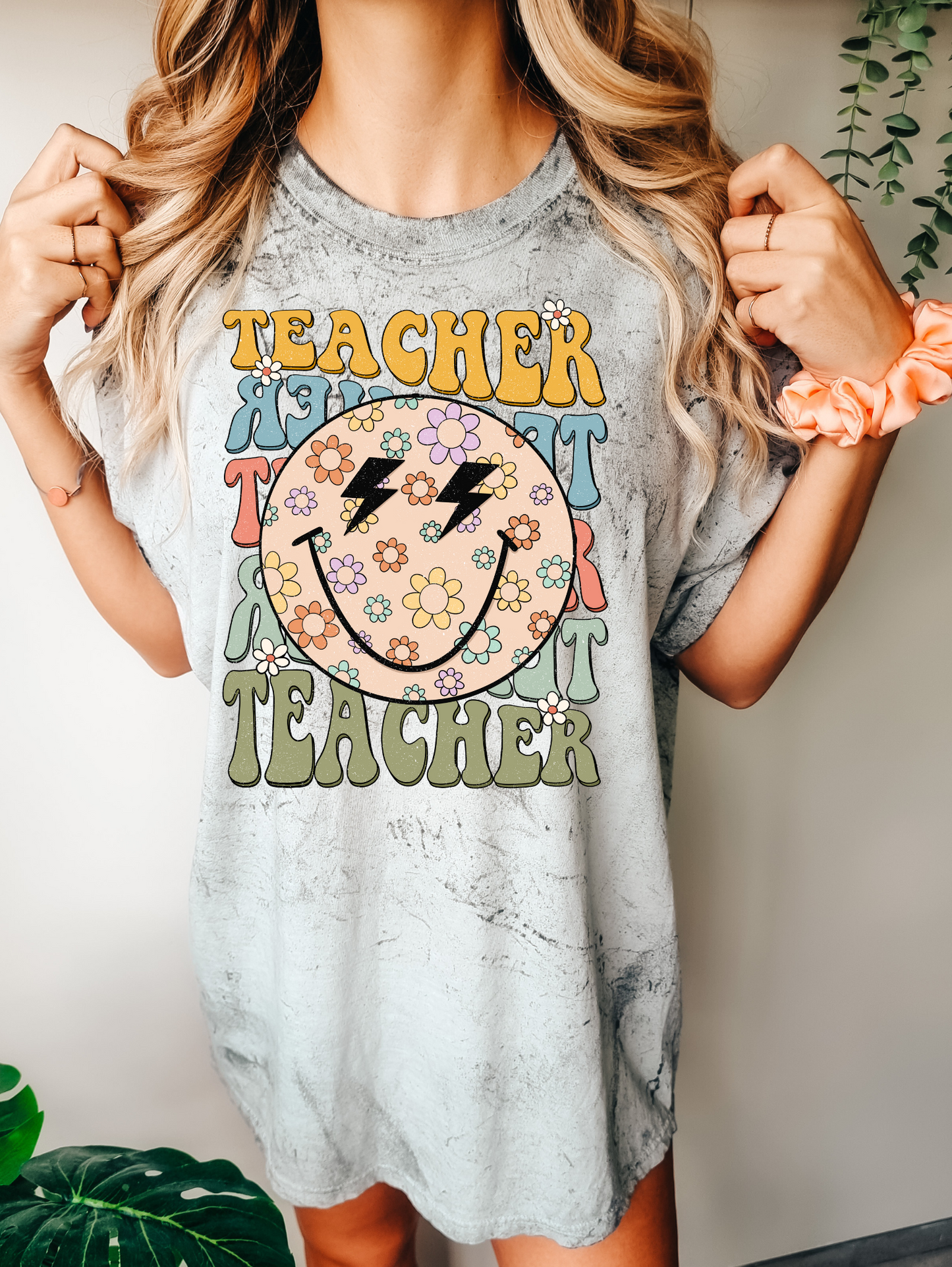 Teacher, with flower filled smiley