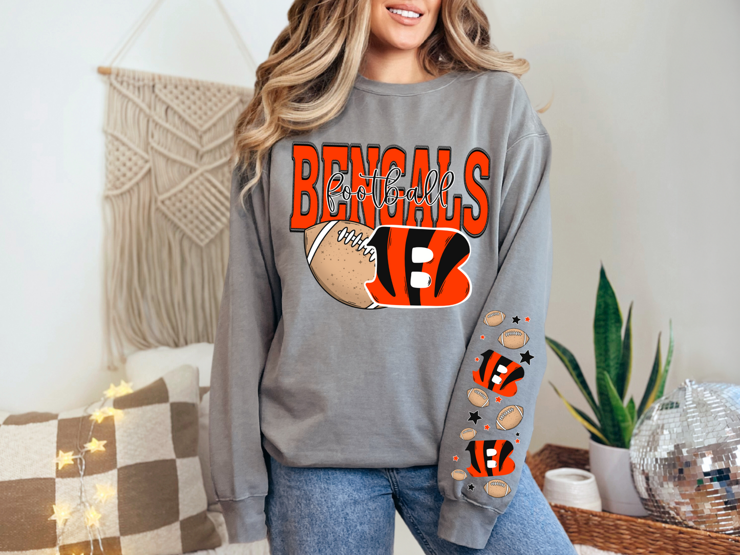 Faux Embroidery Bengals Football - FRONT