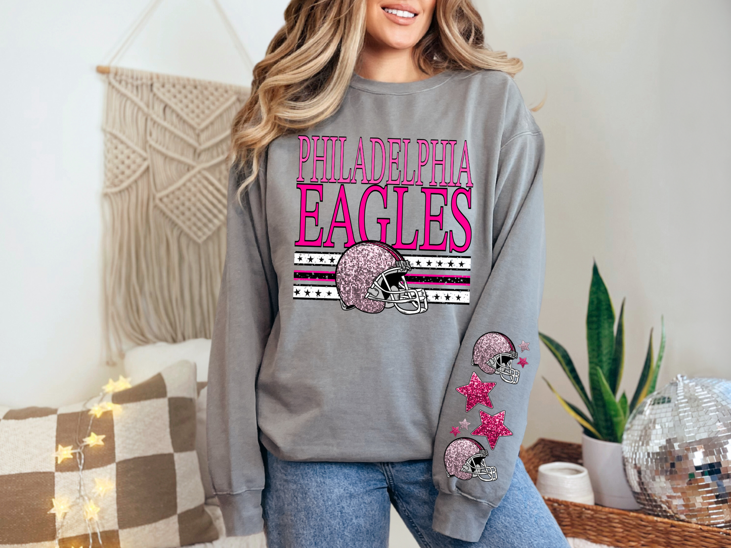 NFL Pink Sequins Philly Eagles - FRONT