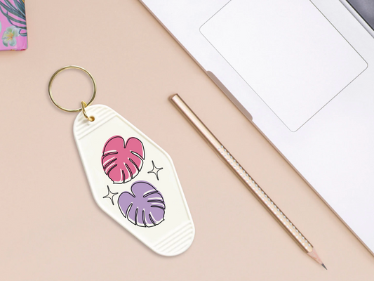 Purple and pink leaf - Motel keychain