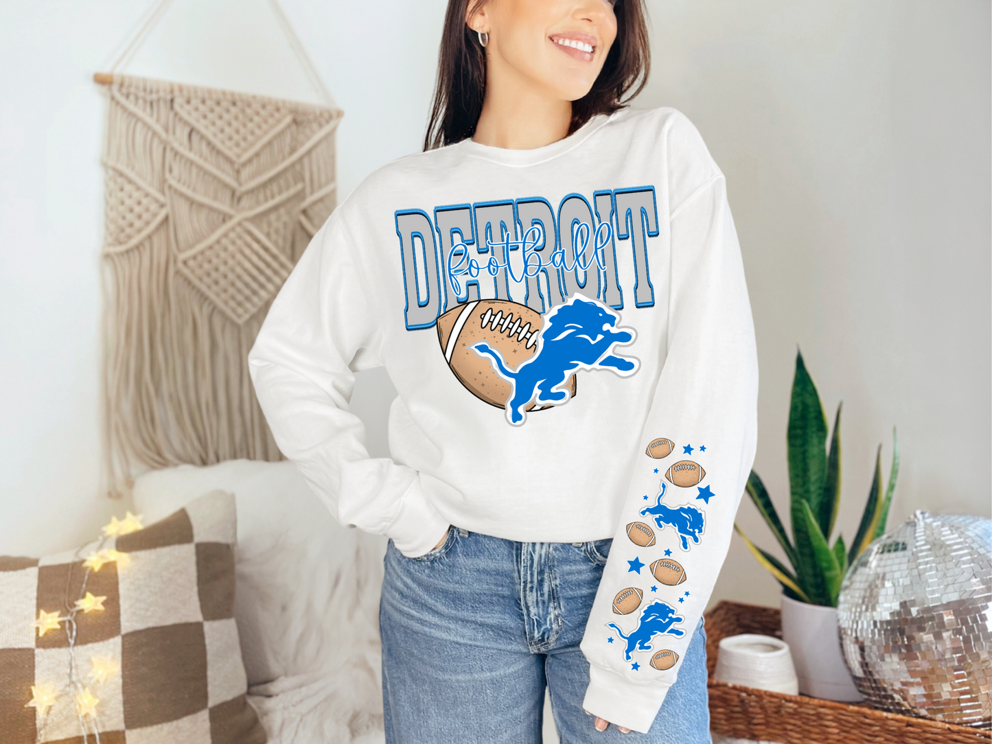 Faux Embroidery Detroit Football - FRONT