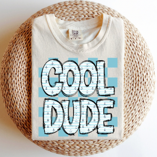 Cool Dude Blue Doodle Letters- DTF Transfer