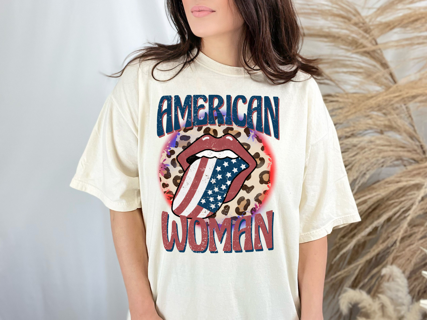 American Woman Flag Tongue Leopard