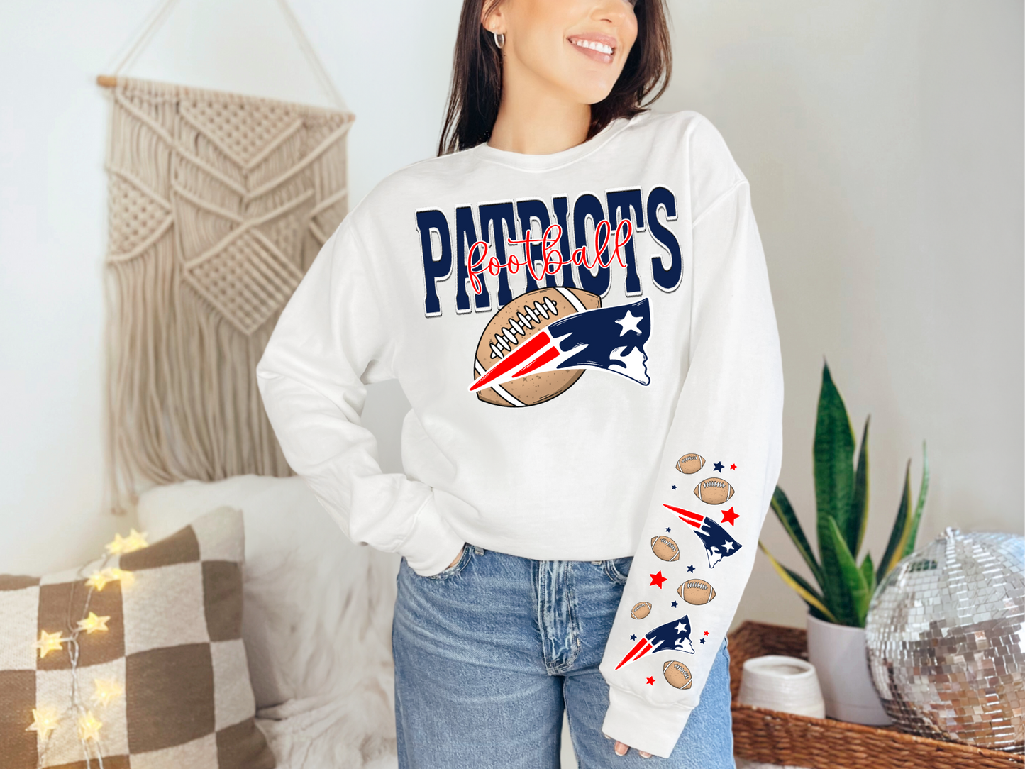 Faux Embroidery Patriots Football - SLEEVE