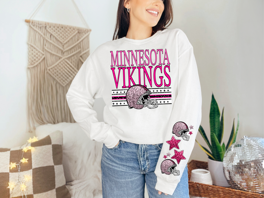 NFL Pink Sequins Minnesota Vikings - FRONT