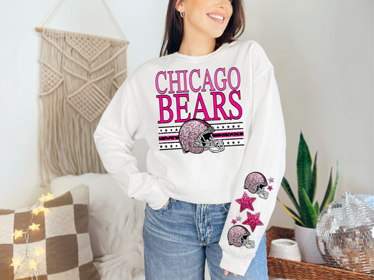 NFL Pink Sequins Chicago Bears - FRONT