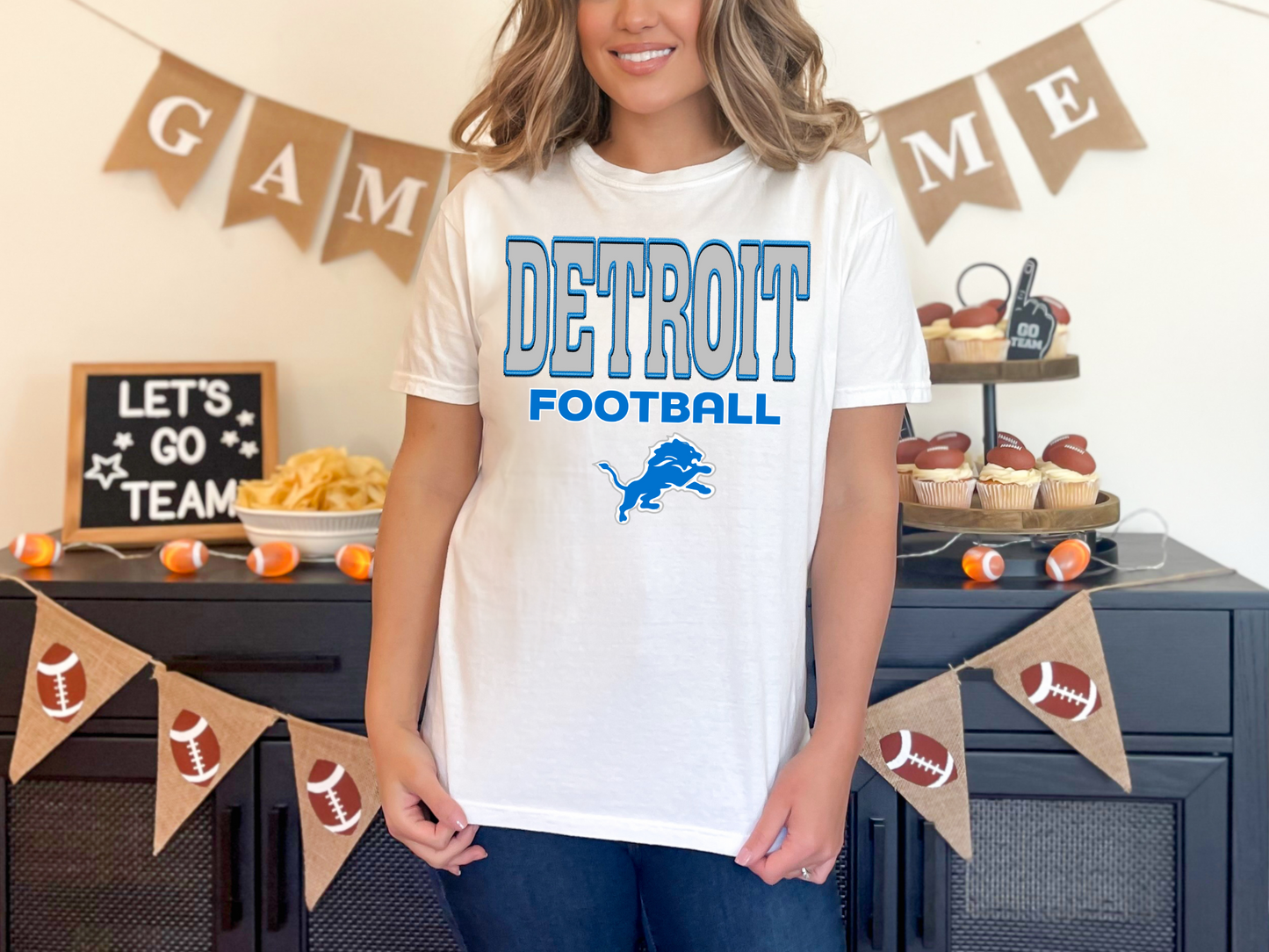 Faux Embroidery Detroit Football