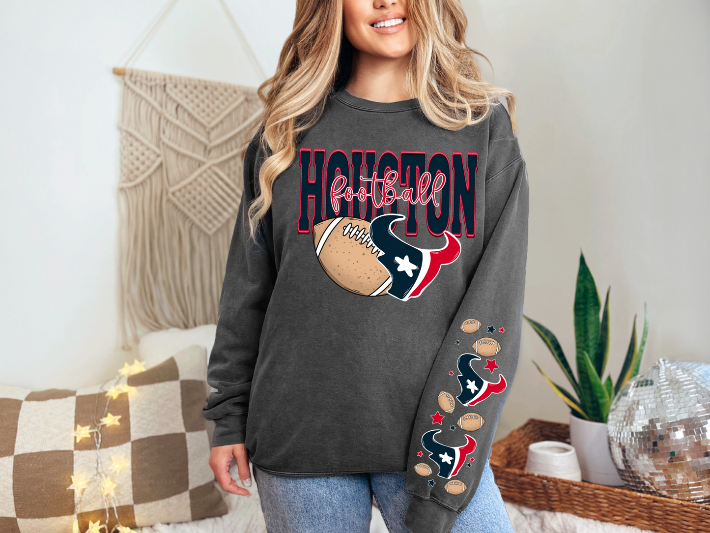 Faux Embroidery Houston Football -  FRONT