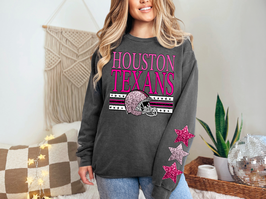 NFL Pink Sequins Houston Texans - FRONT