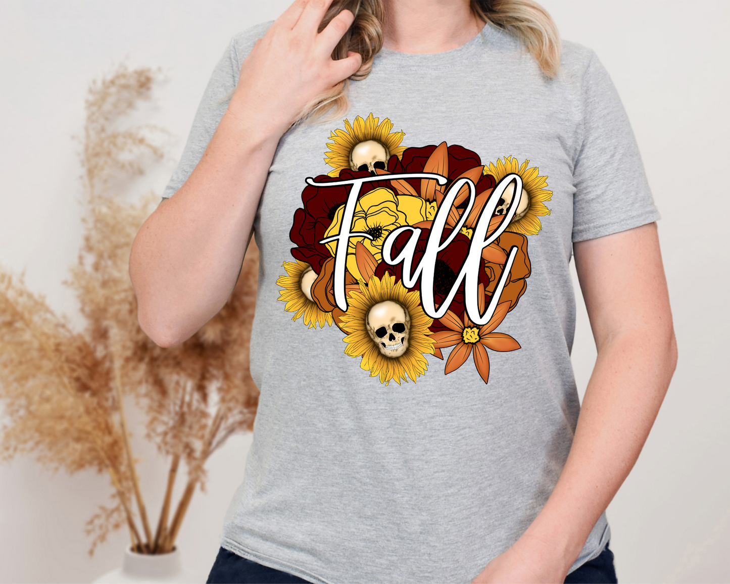 Fall with skull sunflowers