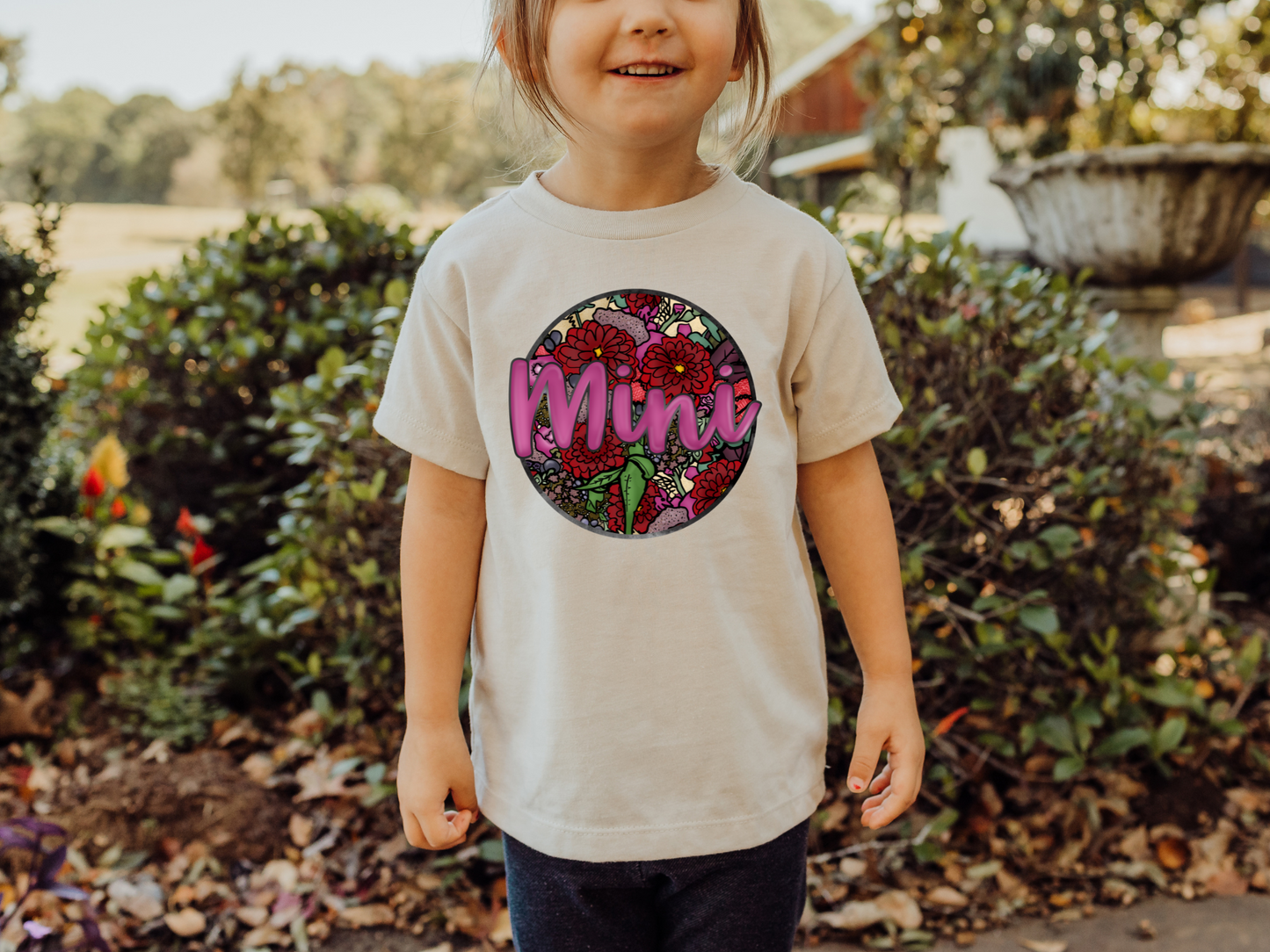 Mini - magenta letters with floral background