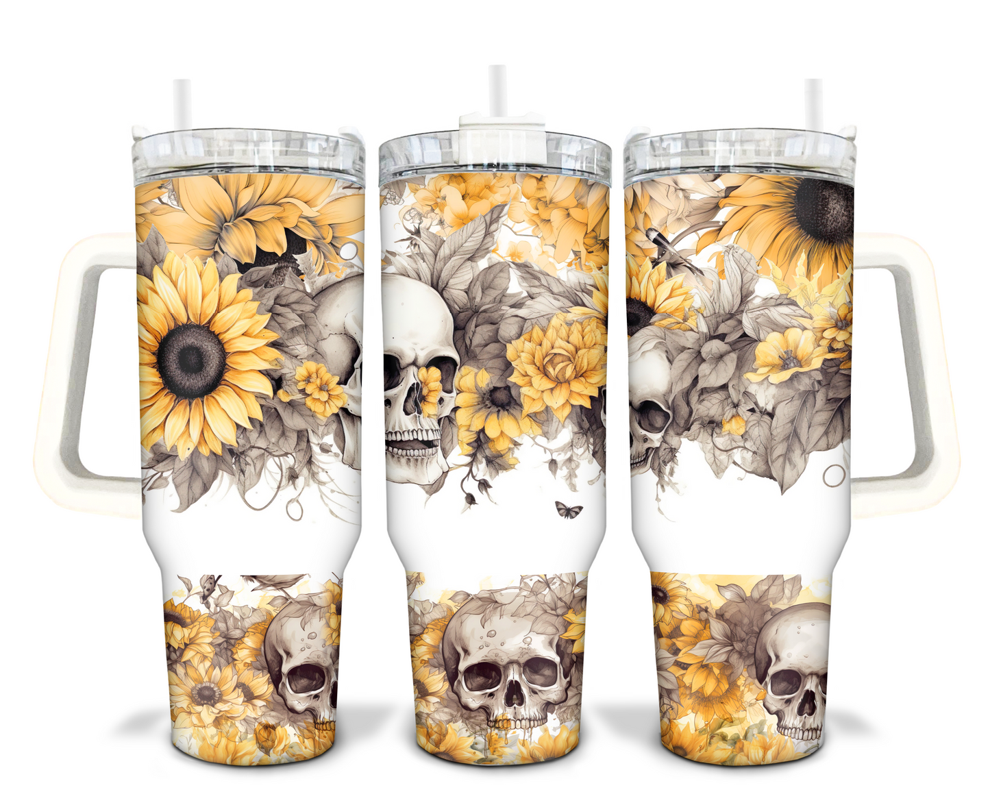 Skulls & Sunflowers - 40oz Tumbler Wrap