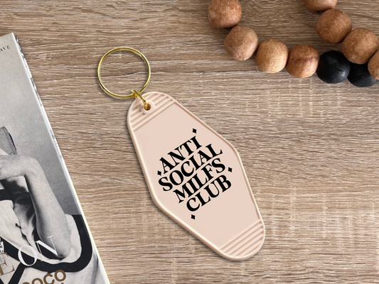 Anti social milfs club - Motel keychain