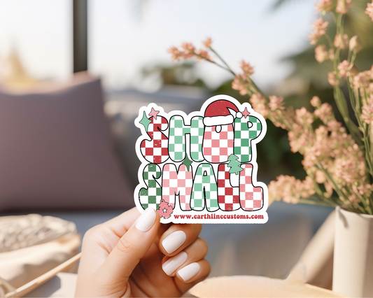 Customized Shop Small Checkered Christmas Sticker