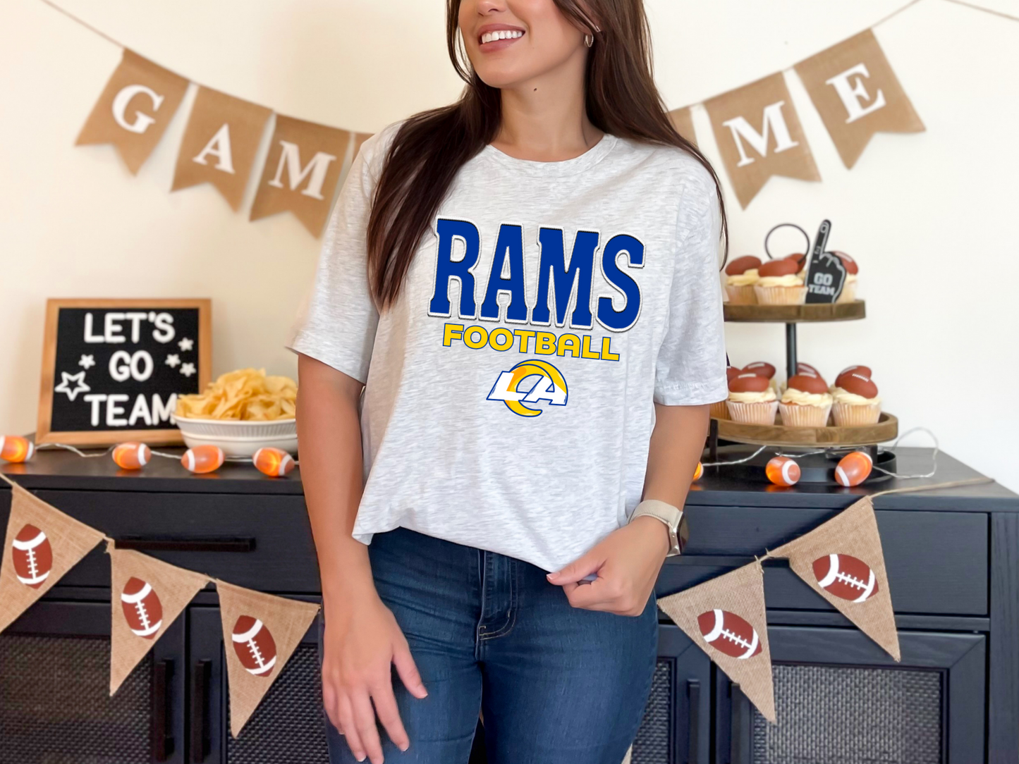 Faux Embroidery Rams Football