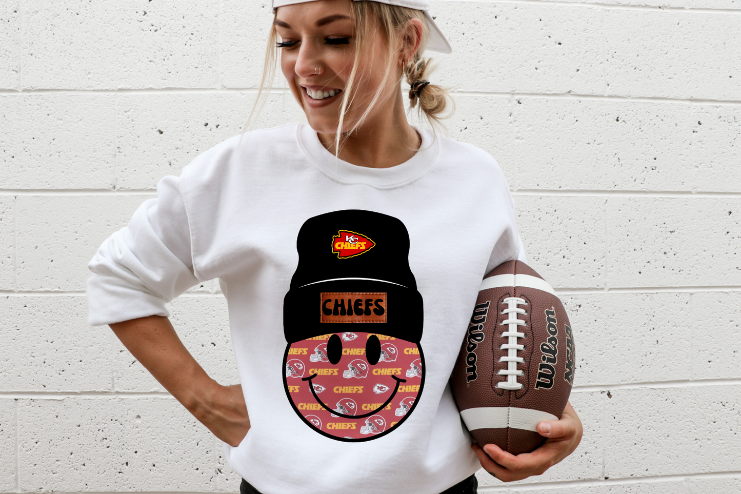 Kansas city Chiefs beanie smiley- Chiefs collage