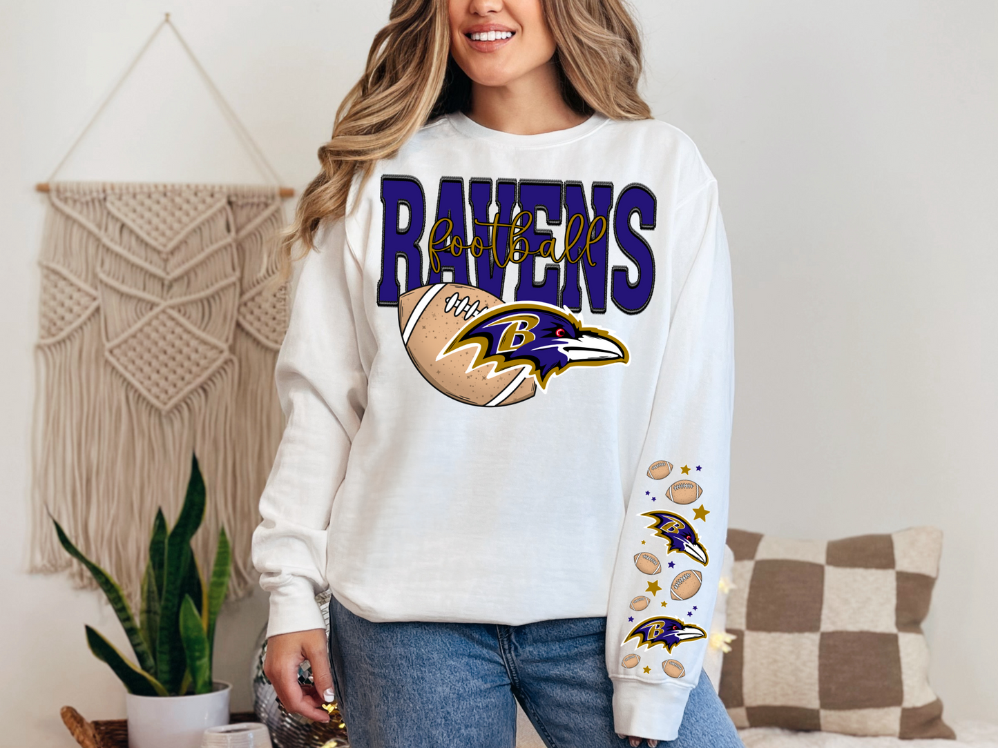 Faux Embroidery Ravens Football -  SLEEVE