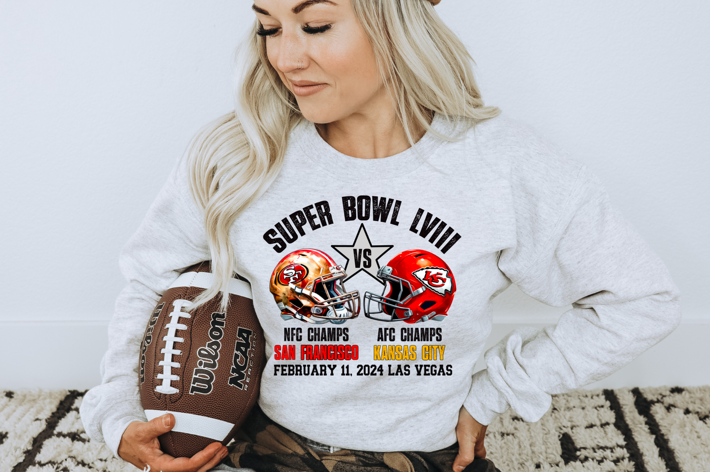 Superbowl LVIII KC vs 49ers black writing