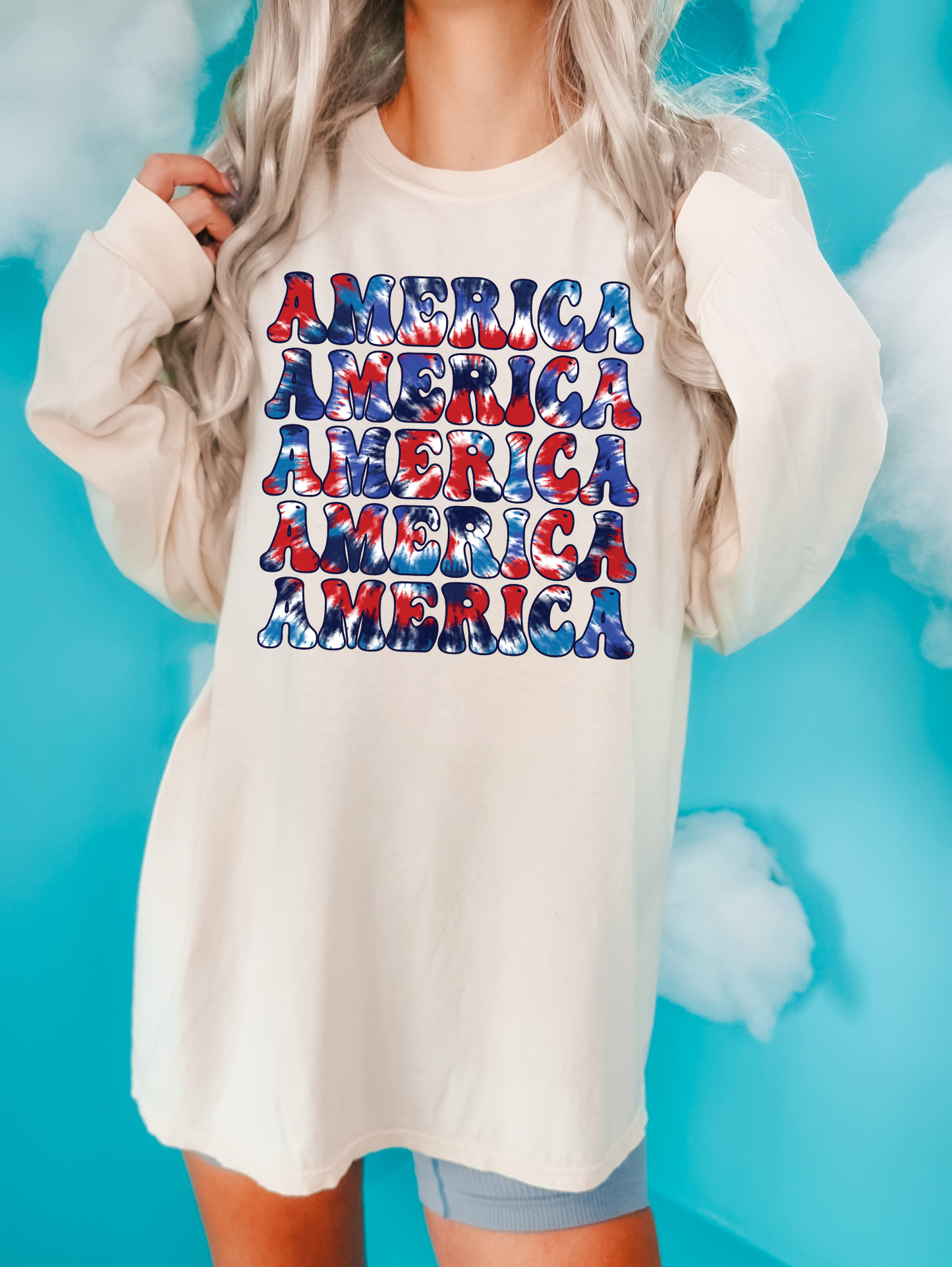 America Red White & Blue Tie Dye Background Repeat