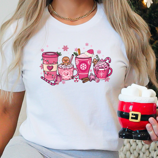 Pink Christmas coffee cups