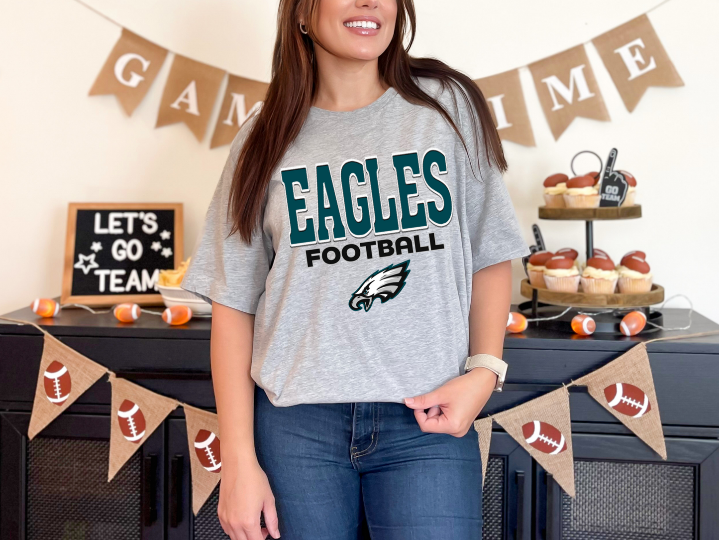 Faux Embroidery Eagles Football