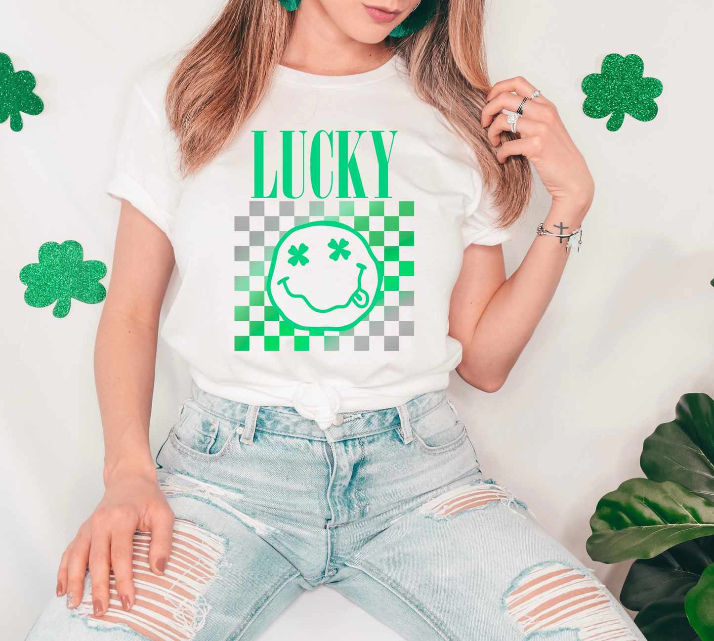 Lucky-green & gray checkered