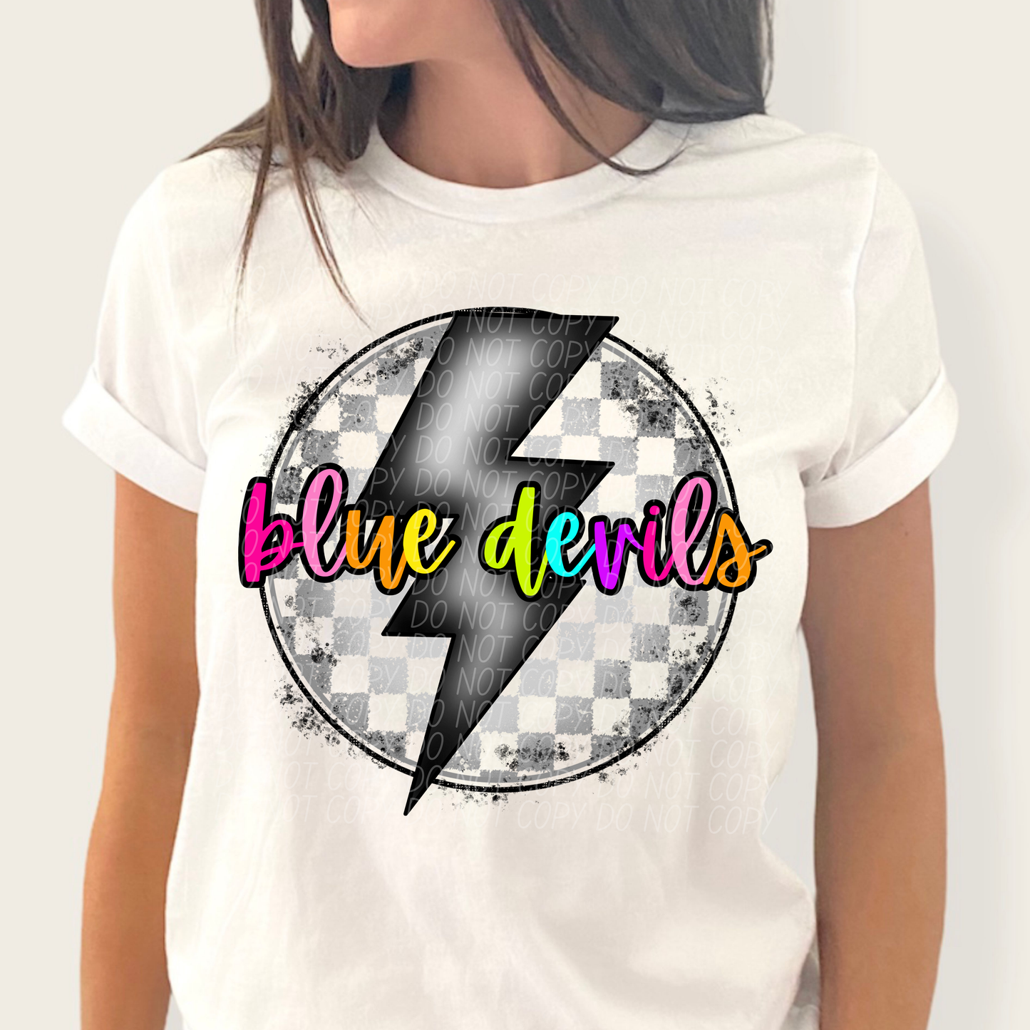 Rainbow Blue Devils Checkered Bolt