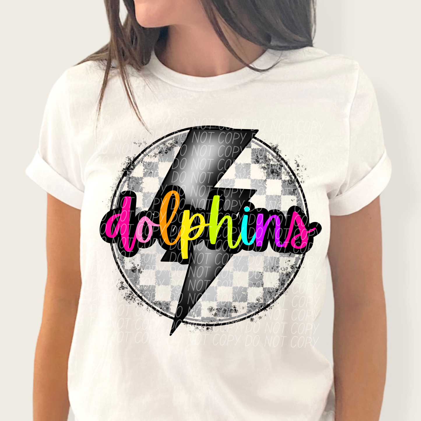 Rainbow Dolphins Checkered Bolt