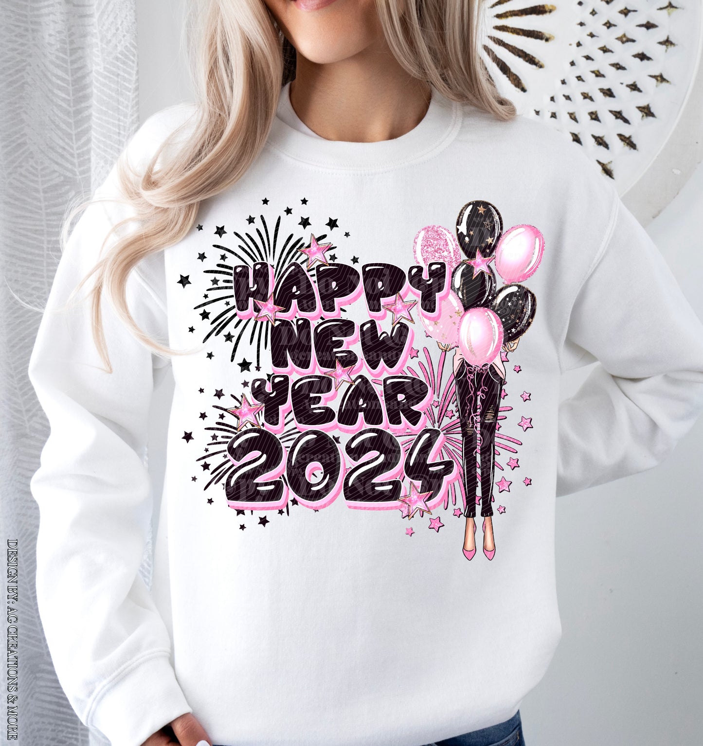 Happy New Year 2024 – Balloons/Pink