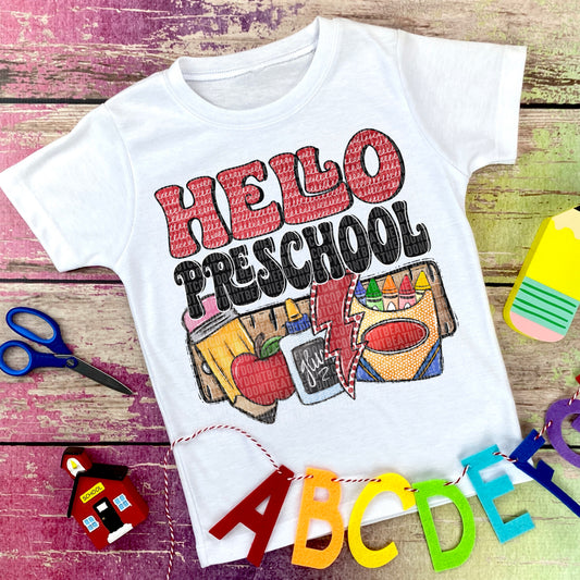 Hello Preschool Supplies Bolt -DTF Print