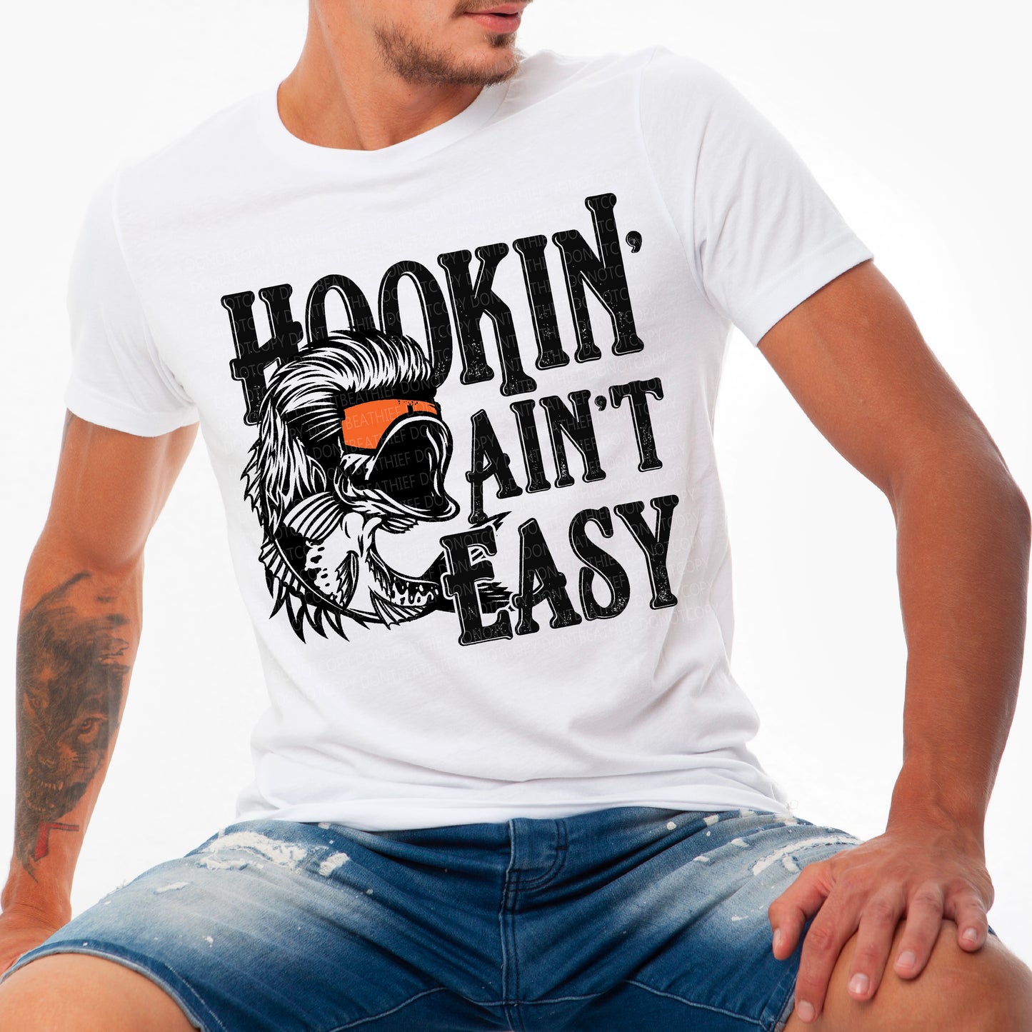 Hookin' Ain't Easy Mullet Fish - DTF Print