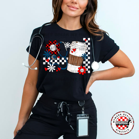 Nurse Graphic-White Checkered