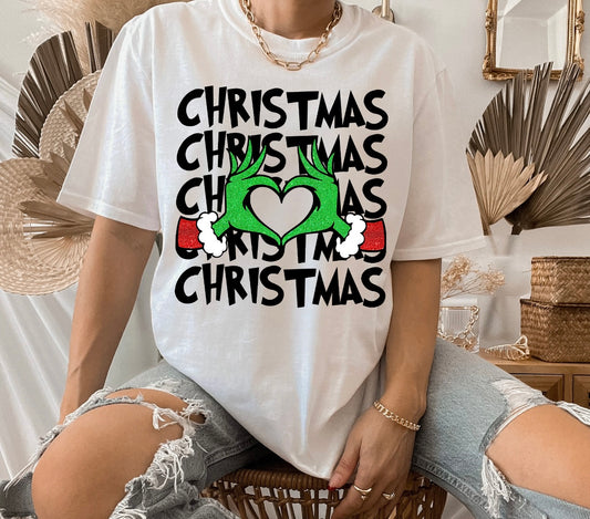 Christmas with Grinch heart - black letters