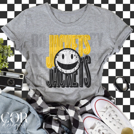 Jackets Yellow & Black Smiley Face