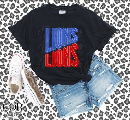 Lions Blue & Red Font