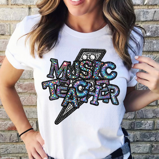 Rhinestone Music Teacher Bolt