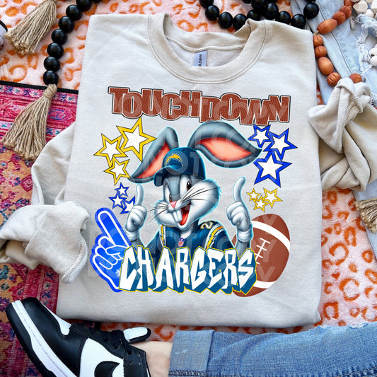 Bugs Bunny Los Angeles Chargers "touchdown"