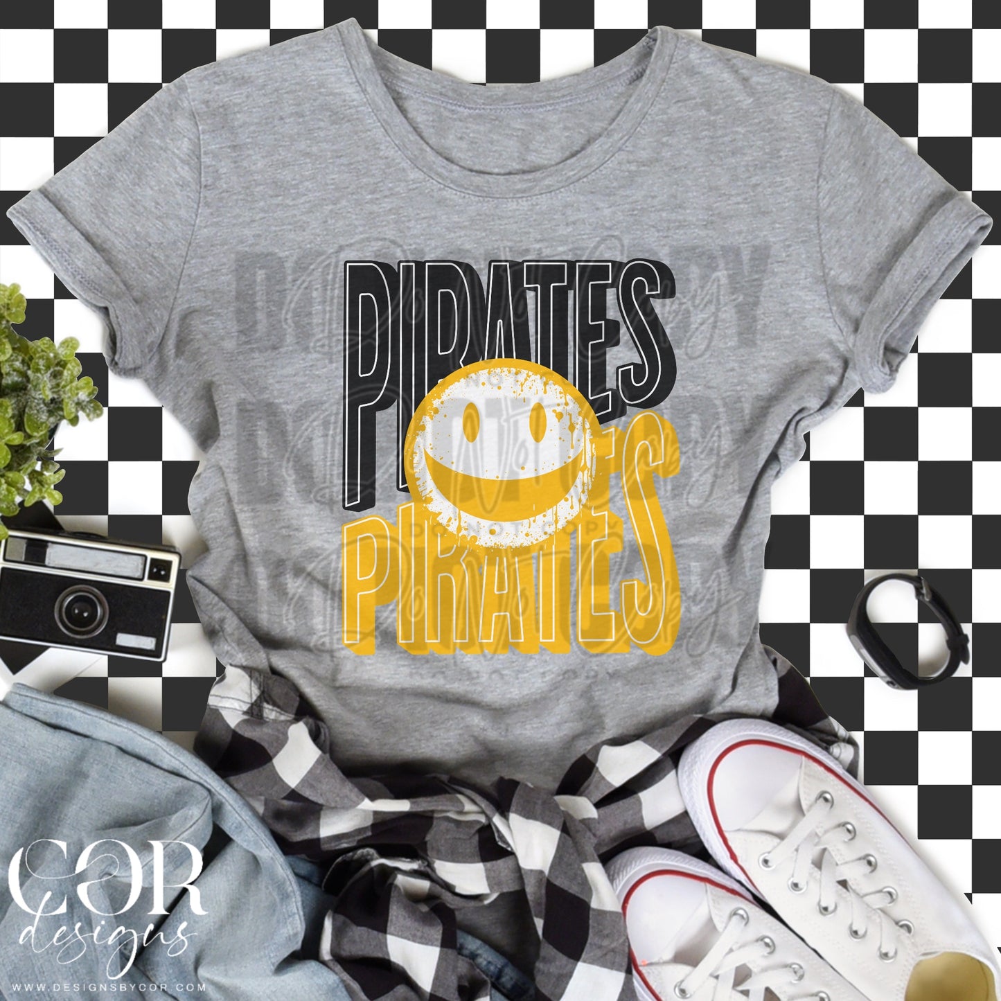 Pirates Black & Yellow Smiley Face