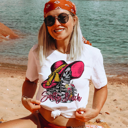 Salty Beach Pink Hat Skellie - DTF Transfer