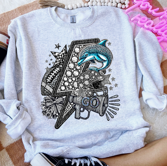 Rhinestone Bolt Dolphins