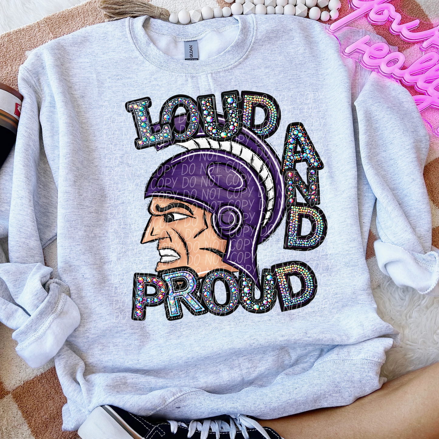 Rhinestone Loud And Proud Trojan Purple