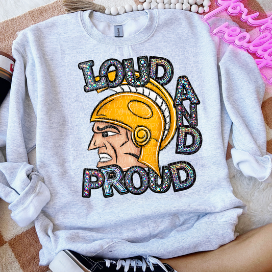 Rhinestone Loud And Proud Trojan Yellow